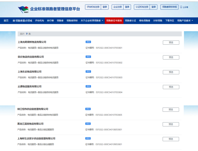 率先領跑 丨 7家企業(yè)標準榮獲首批冷鏈物流服務“領跑者”